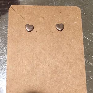 Heart post earrings rose tone BOGO